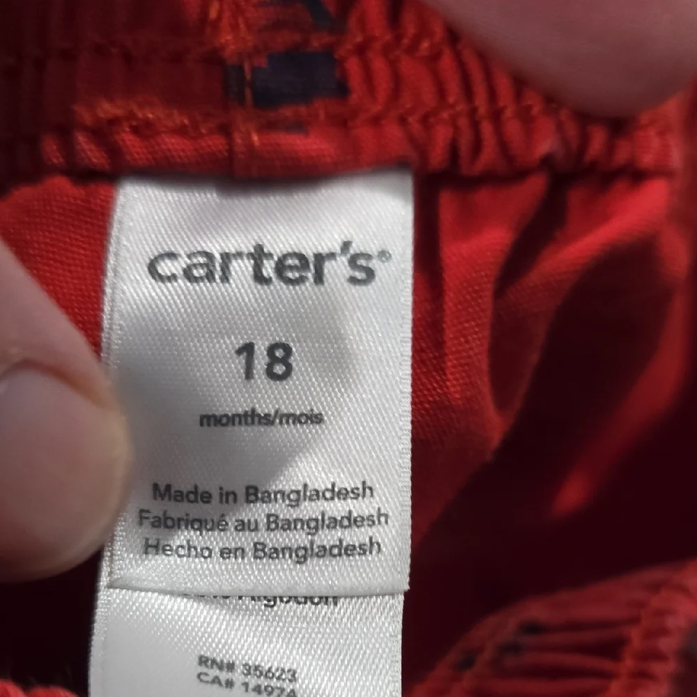 Carter's Red Relaxed Fit Shorts with Embroidered Pattern‎